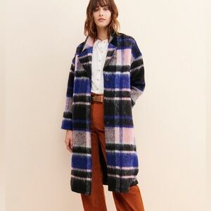 If By Sea Brushed Plaid overcoat
